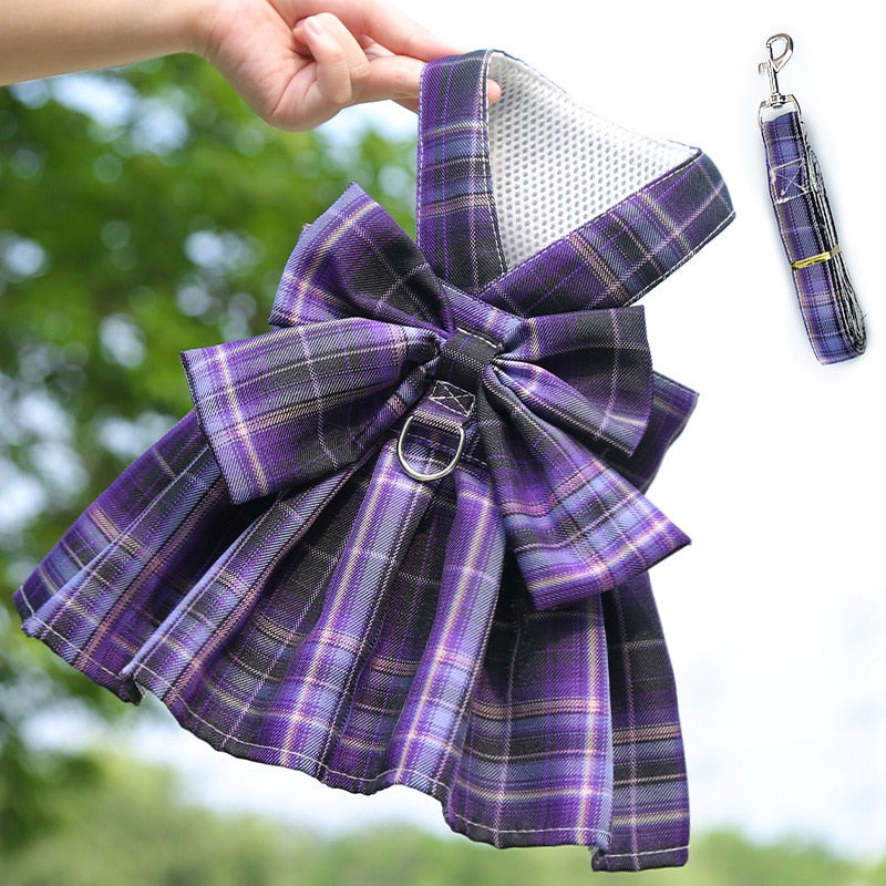 Bow Dog Collar Skirt Pet Harness